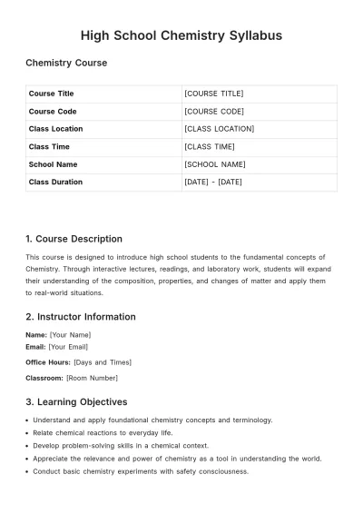 Free High School Chemistry Syllabus Template to Edit Online