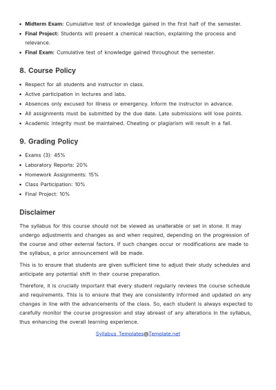 Free High School Chemistry Syllabus Template to Edit Online