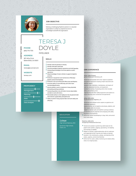 Pipeliner Resume Template - Word, Apple Pages | Template.net