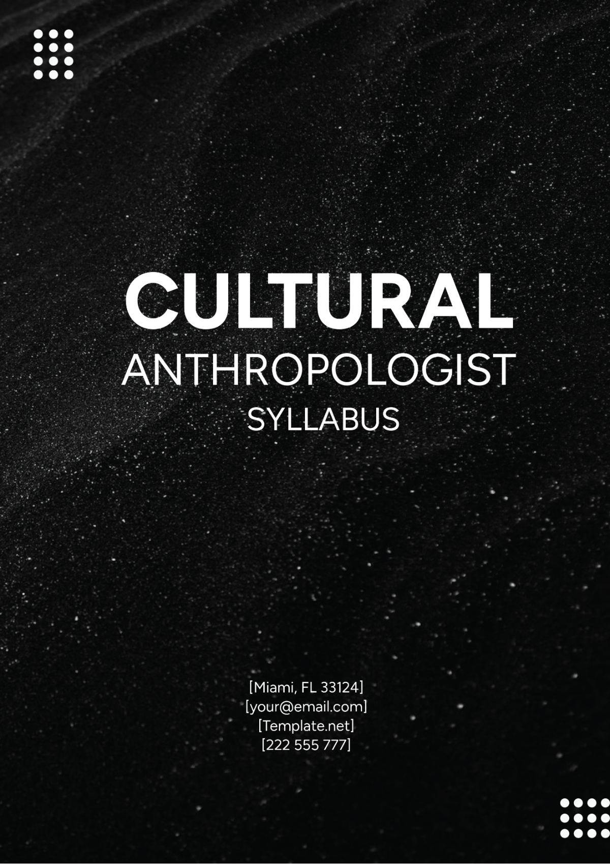 Cultural Anthropology Syllabus Template
