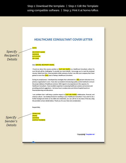 Healthcare Consultant Cover Letter Template