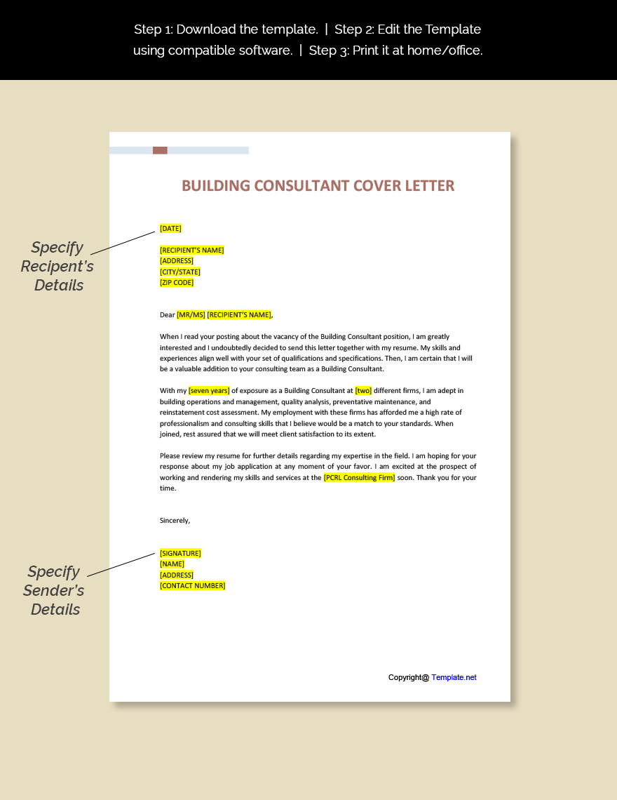 Building Consultant Cover Letter Template