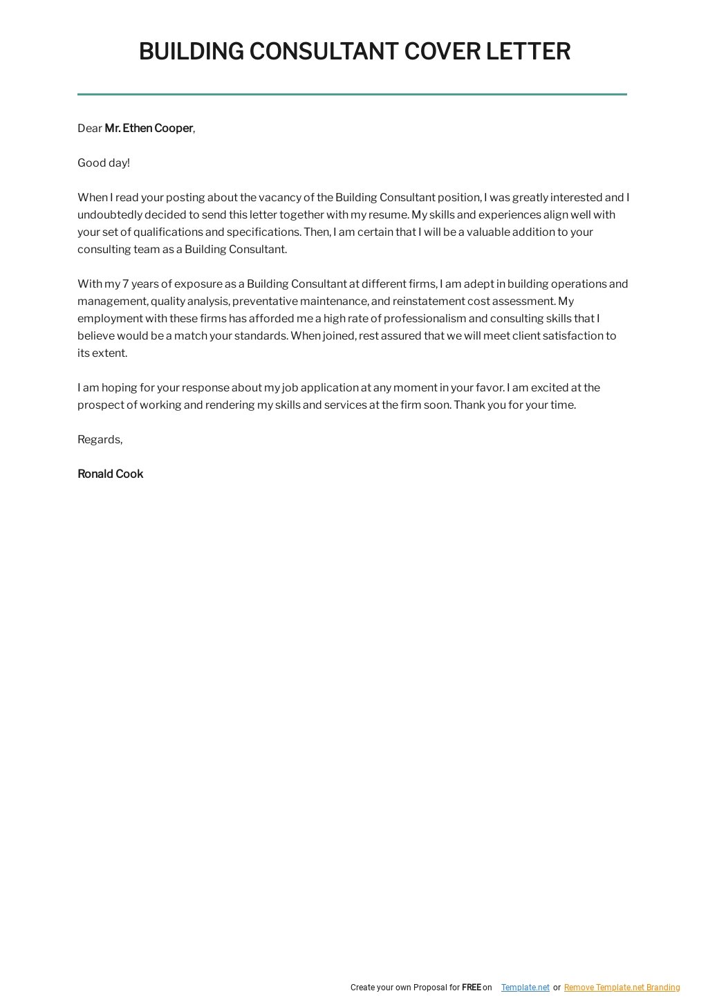 Free Building Consultant Cover Letter Template.jpe