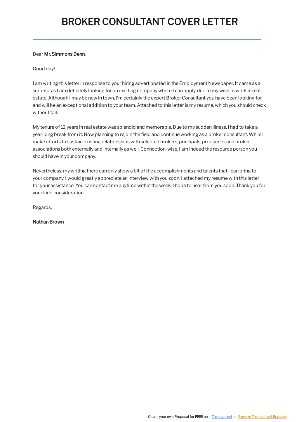 Free Broker Consultant Cover Letter Template.jpe