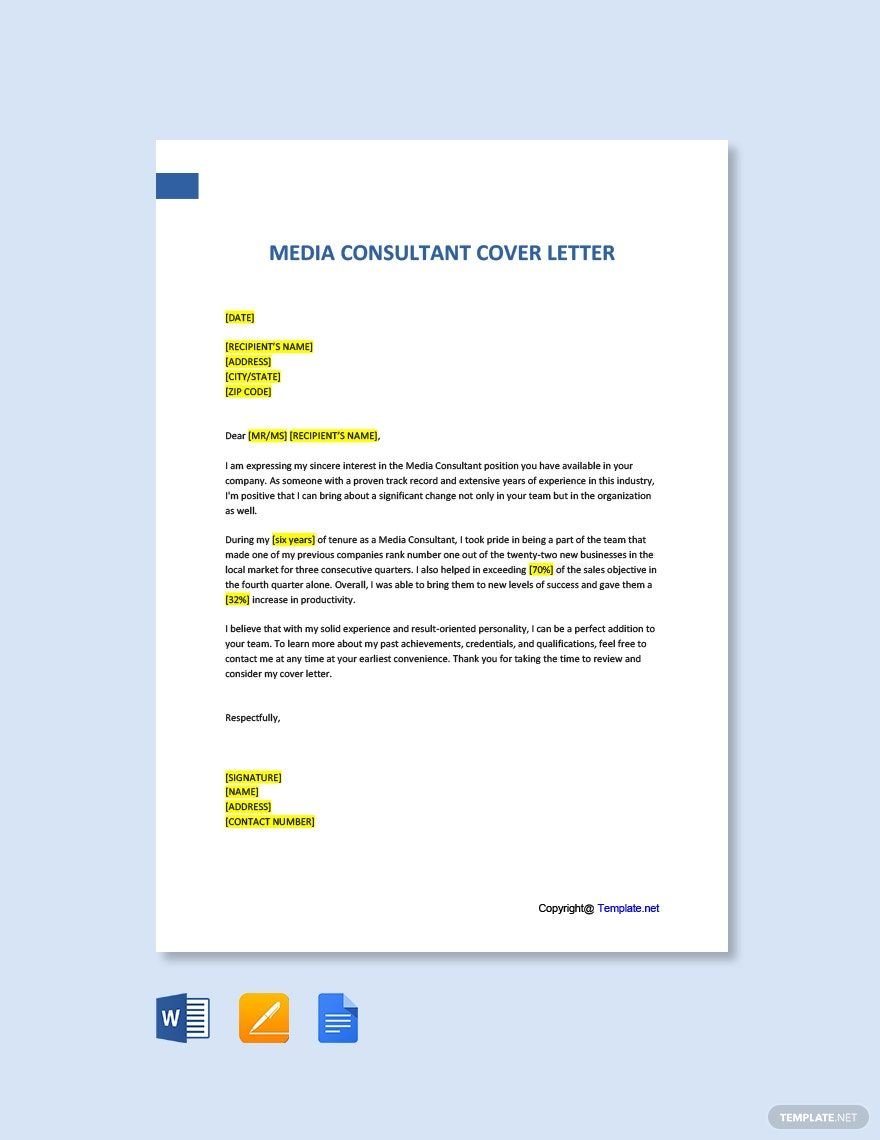 Free Media Consultant Cover Letter Template