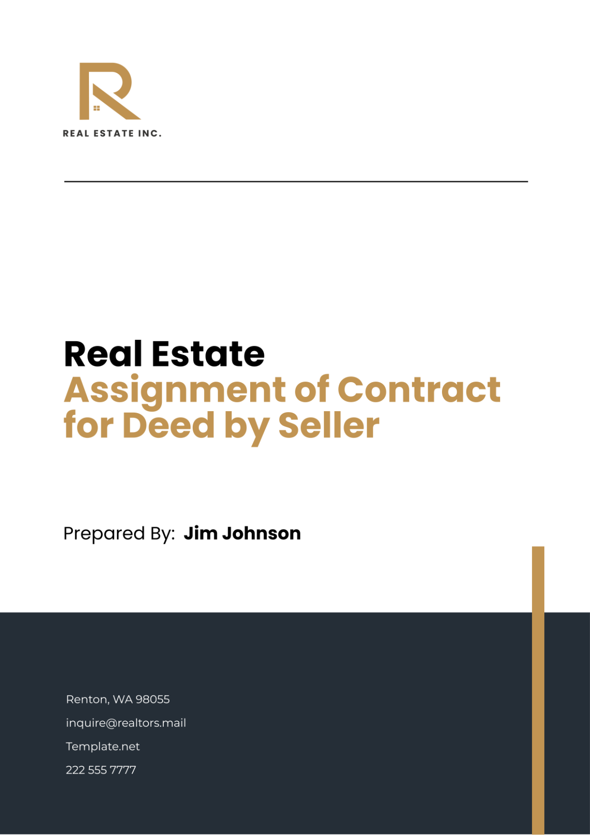 Real Estate Assignment of Contract for Deed by Seller Template