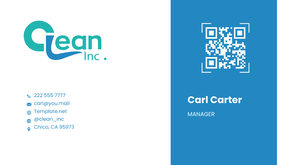 Free Cleaning Services Manager Business Card Template
