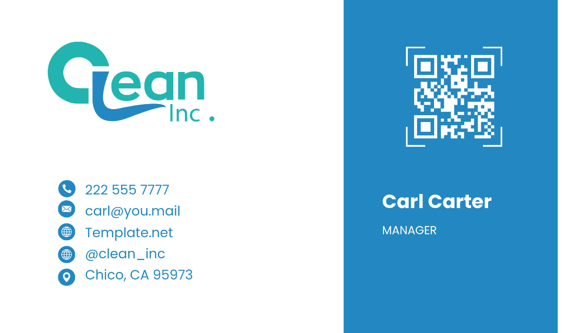 Free Cleaning Services Manager Business Card Template