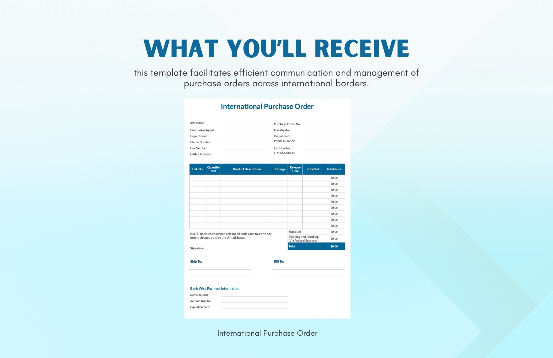 International Purchase Order Template