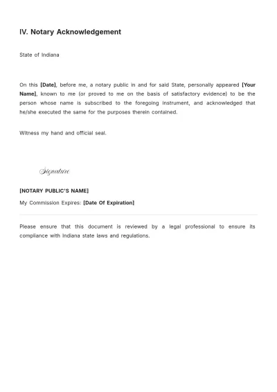 Free Indiana Power of Attorney Template to Edit Online