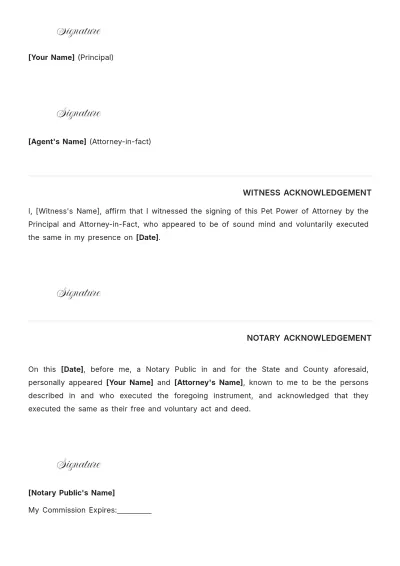 Free Pet Power of Attorney Template to Edit Online