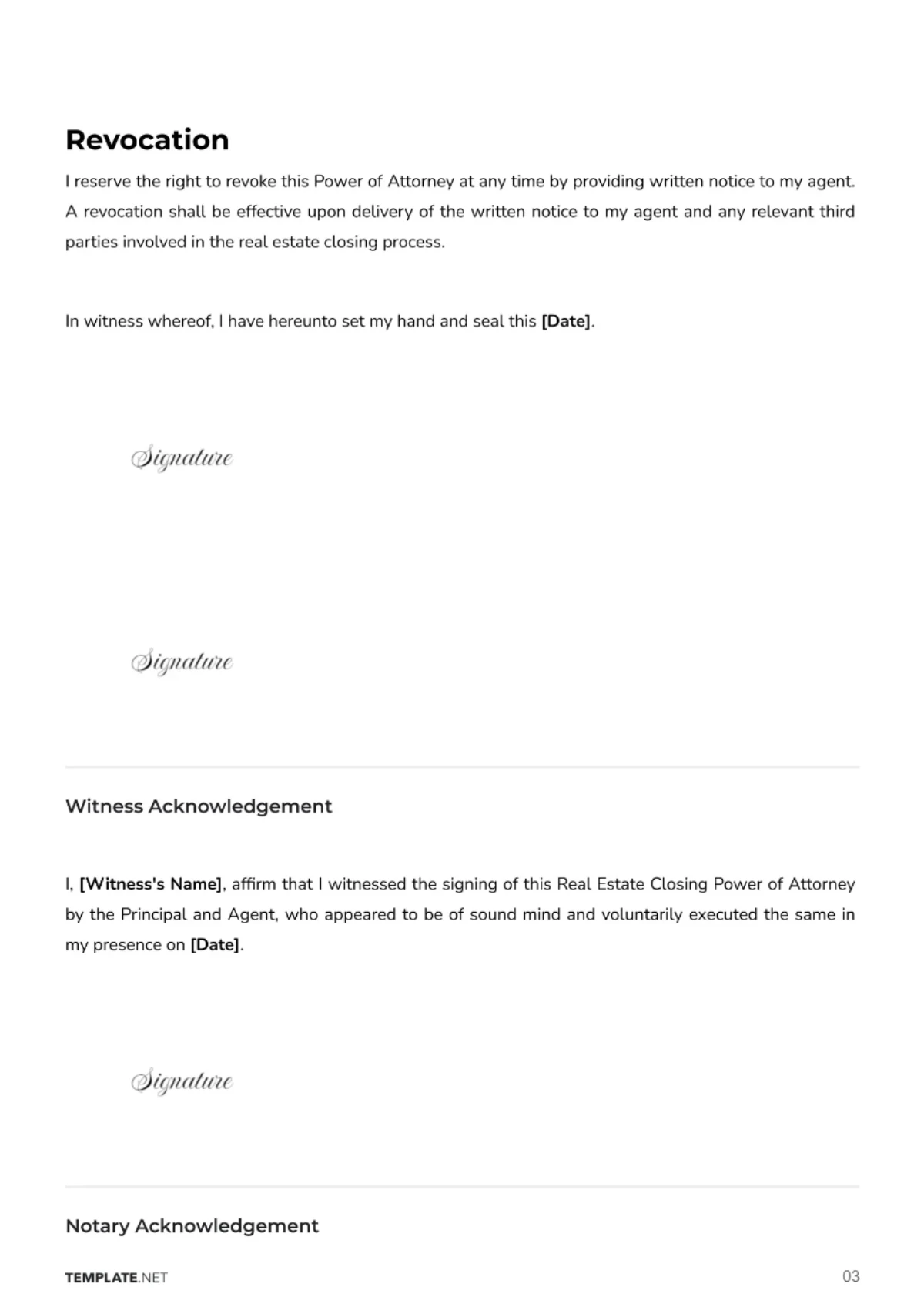 Free Real Estate Closing Power of Attorney Template to Edit Online