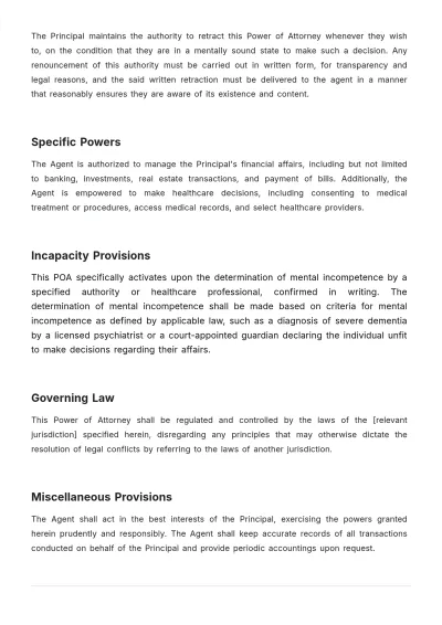 Free Mentally Incompetent Power of Attorney Template to Edit Online