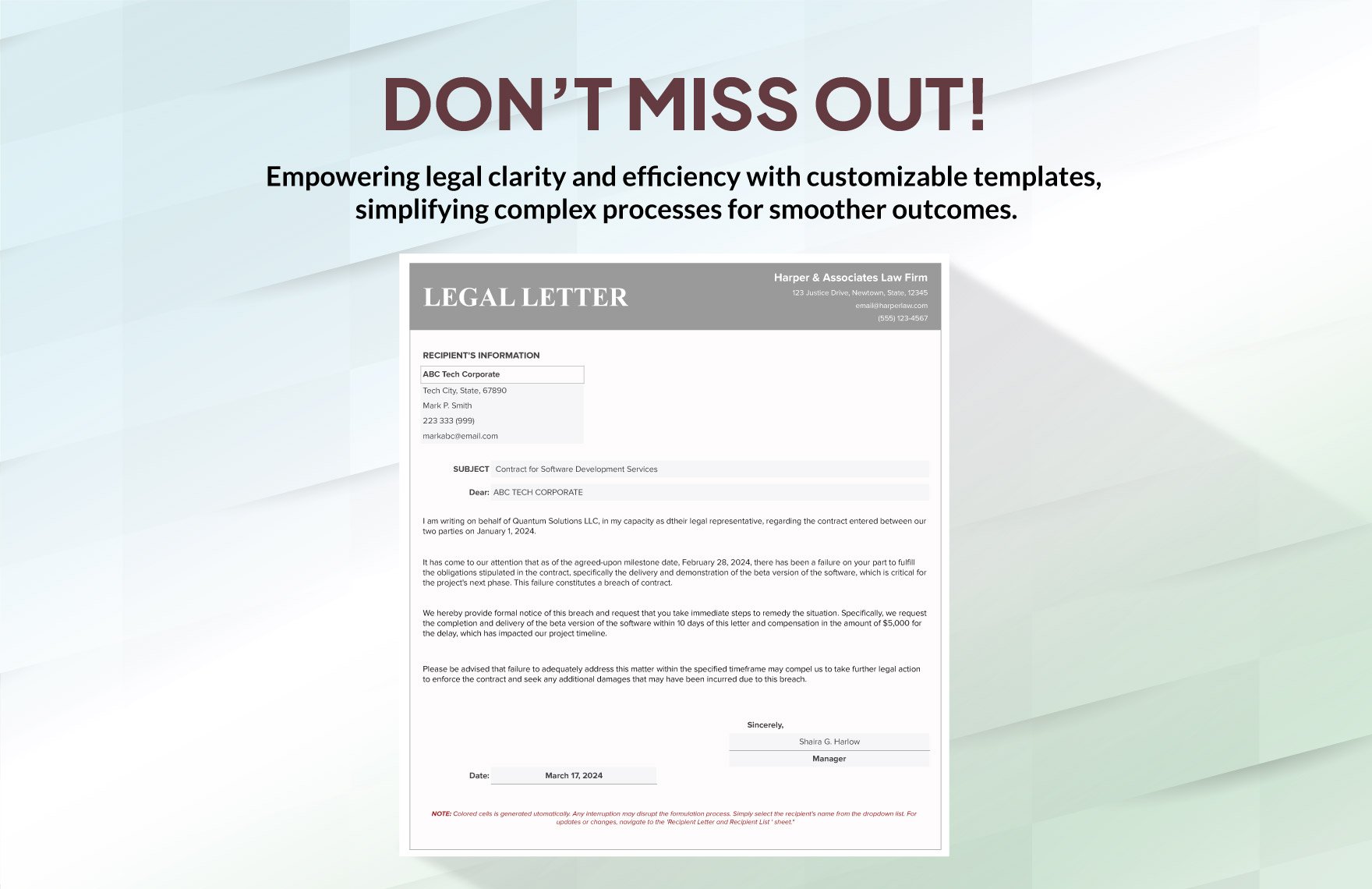 Legal Letter Template
