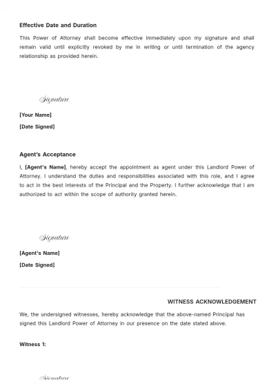 Free Landlord Power of Attorney Template to Edit Online