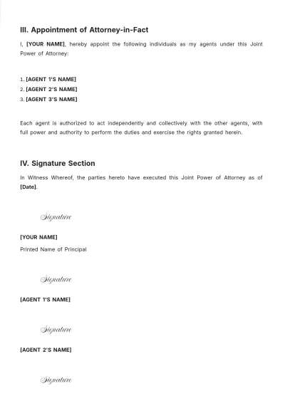 Free Joint Power of Attorney Template to Edit Online