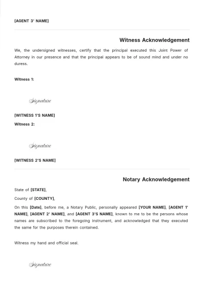 Free Joint Power of Attorney Template to Edit Online