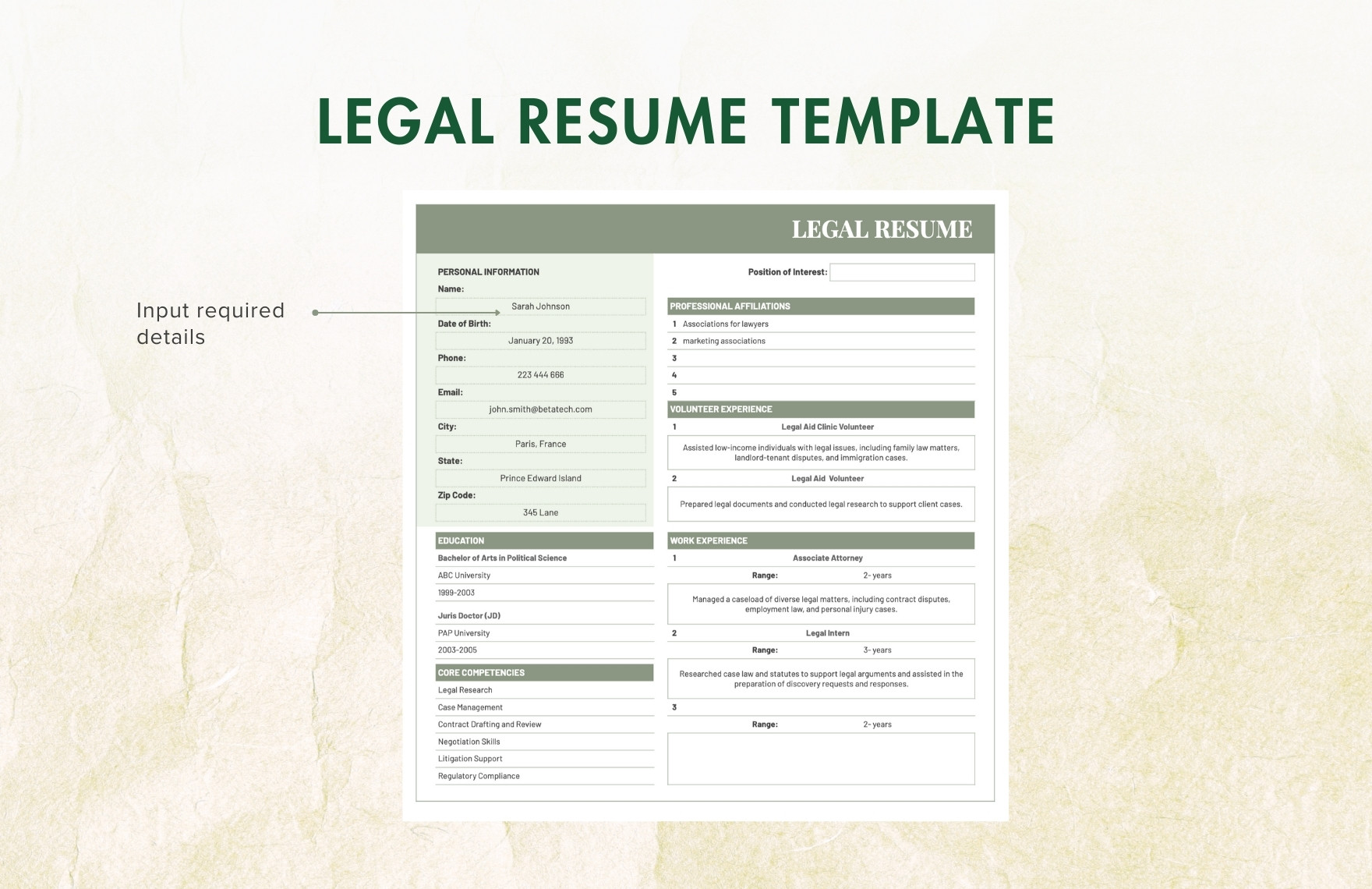 Legal Resume Template