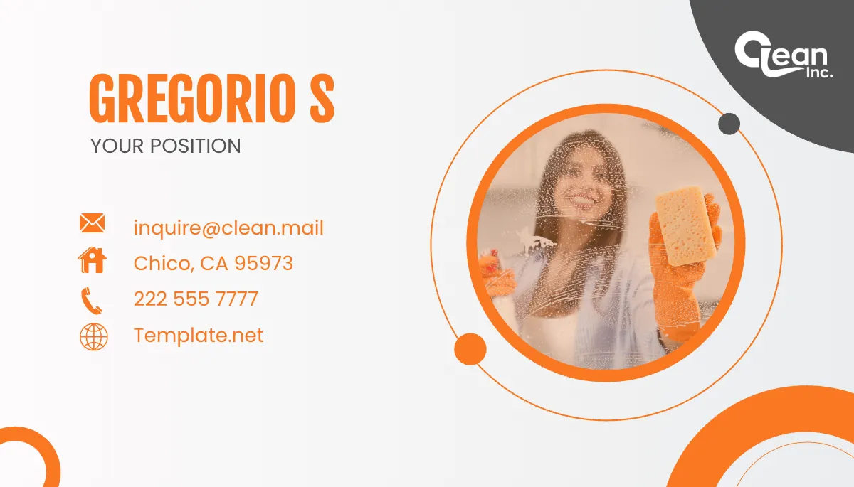 Free Janitorial Services Provider Business Card Template to Edit Online