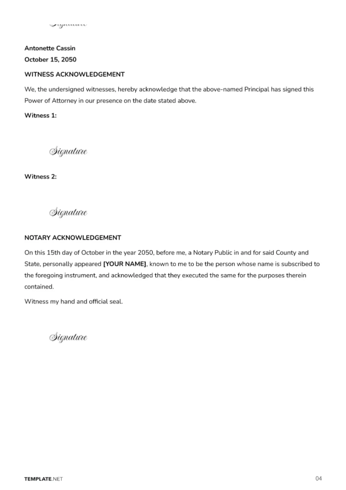 Free Florida Power of Attorney Template to Edit Online