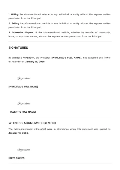 Free Illinois Vehicle Power of Attorney Template to Edit Online