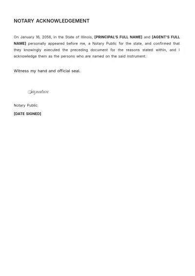 Free Illinois Vehicle Power of Attorney Template to Edit Online