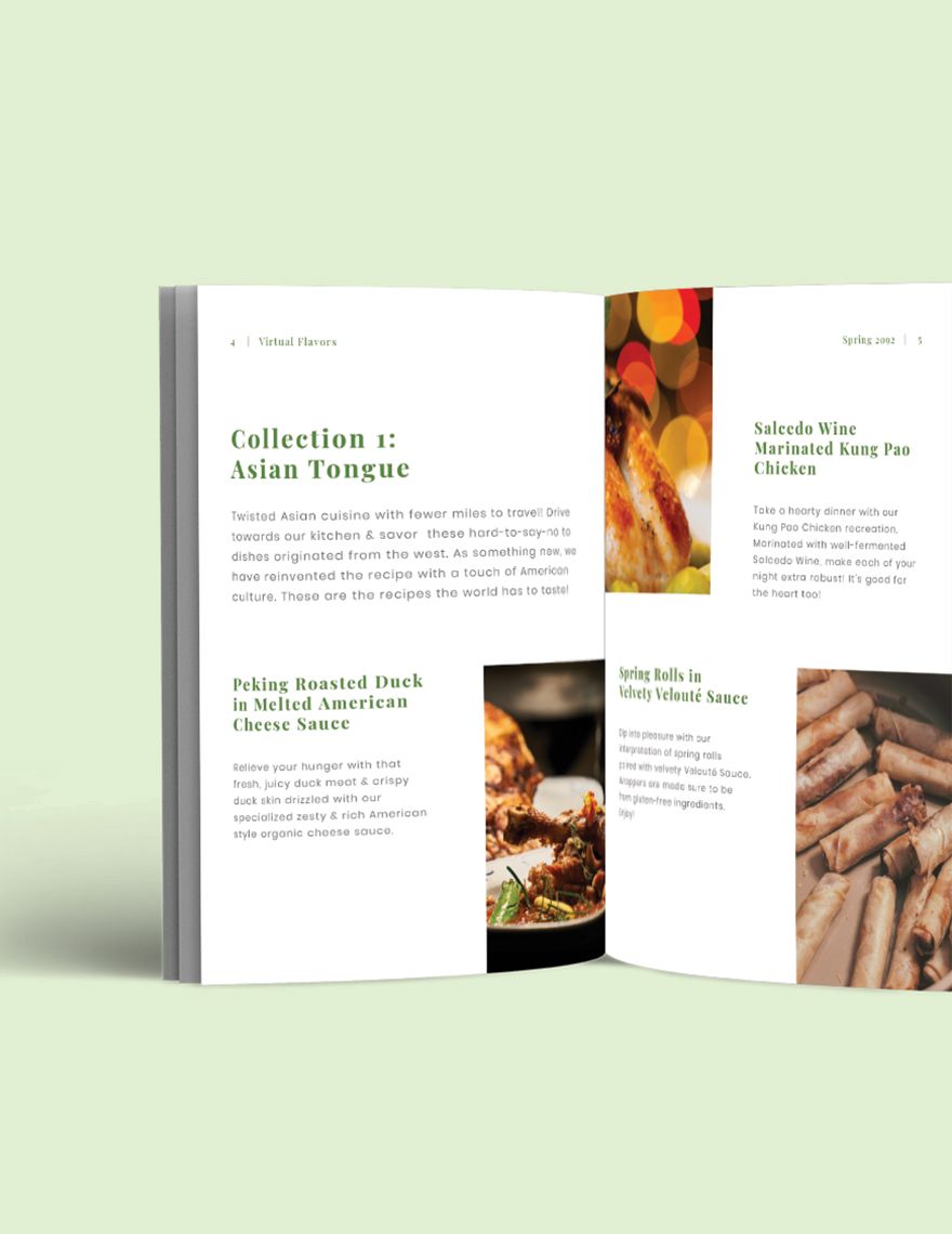 Printable Food Lookbook Template