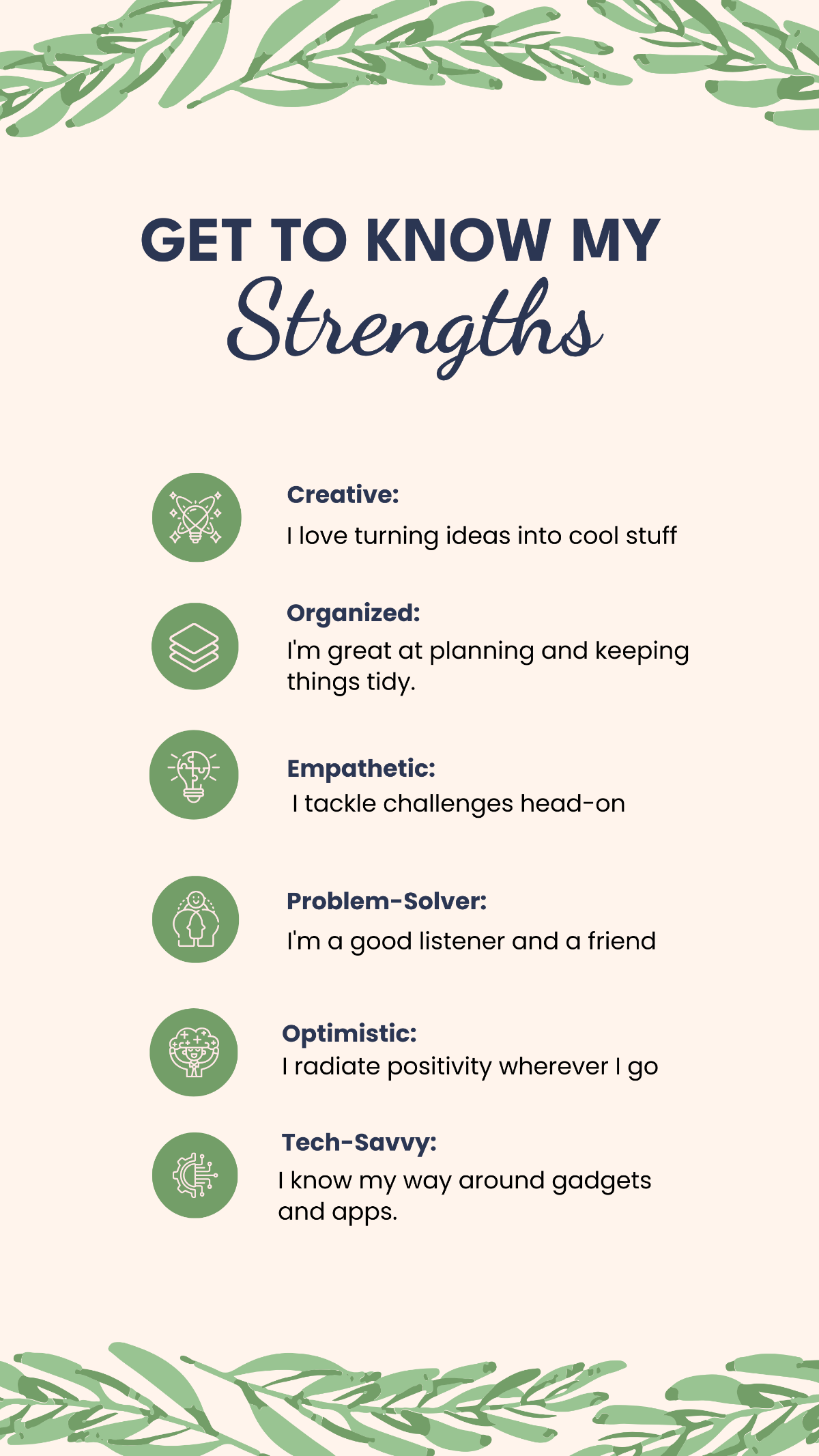 Get to Know My Strengths Template