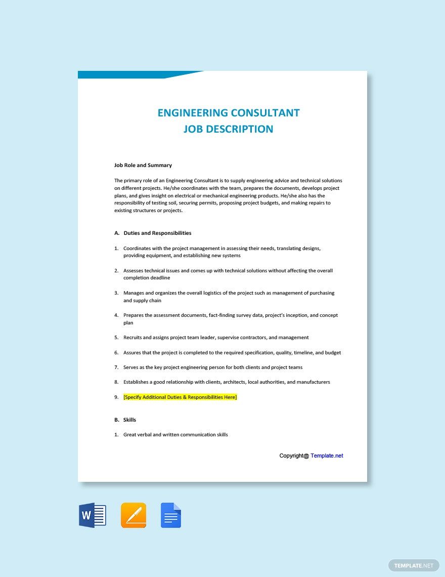 Free Engineering Coordinator Job Ad/Description Template - Google Docs,  Word, Apple Pages | Template.net