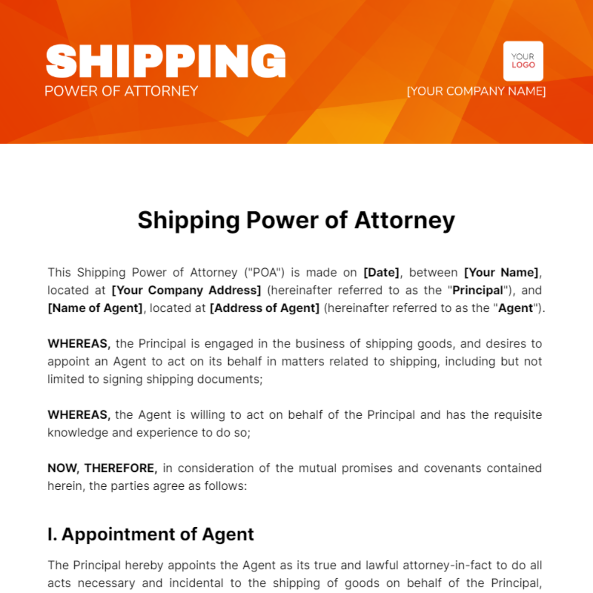 Shipping Power of Attorney Template - Edit Online & Download