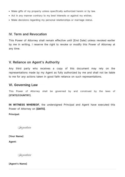 Free Lawyer Power of Attorney Template to Edit Online