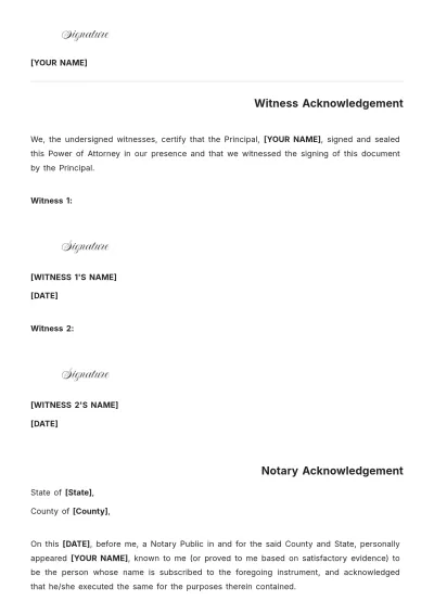 Free Motor Vehicle Power of Attorney Template to Edit Online