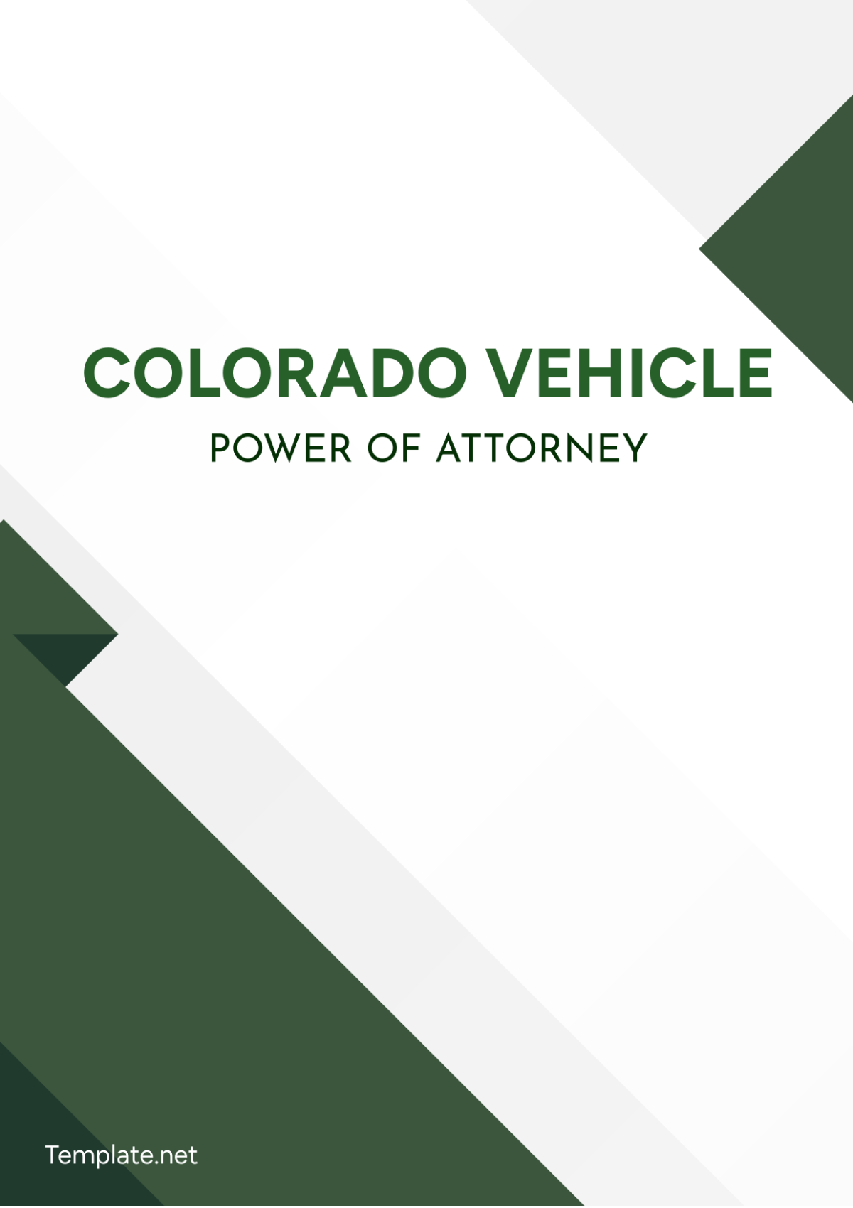 Colorado Vehicle Power of Attorney Template