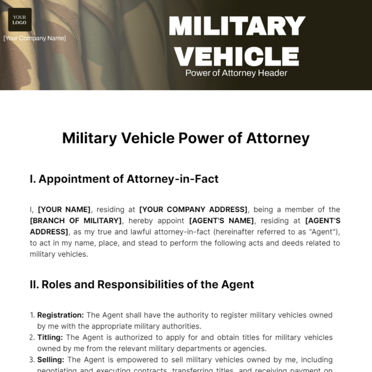 Vehicle Registration Power of Attorney Template - Edit Online ...