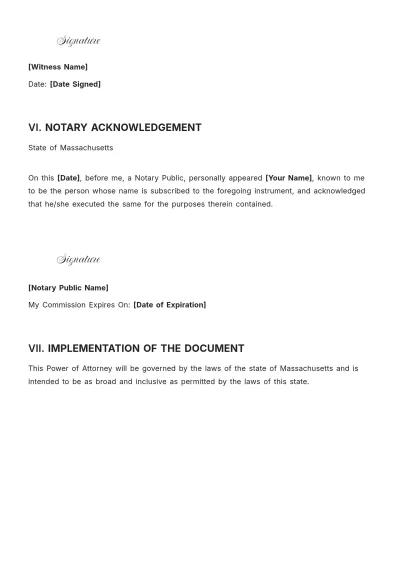 Free Massachusetts Power of Attorney Template to Edit Online