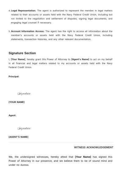 Free Navy Federal Power of Attorney Template to Edit Online