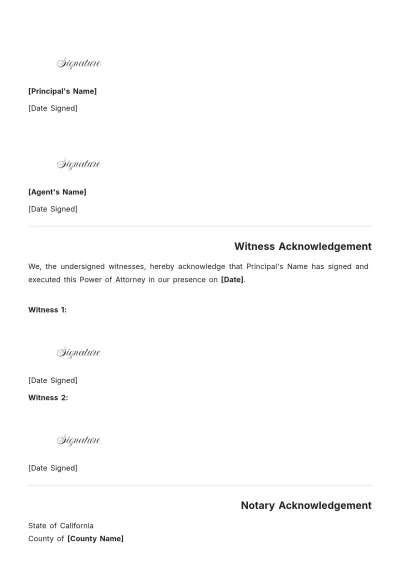 Free California Real Estate Power of Attorney Template to Edit Online