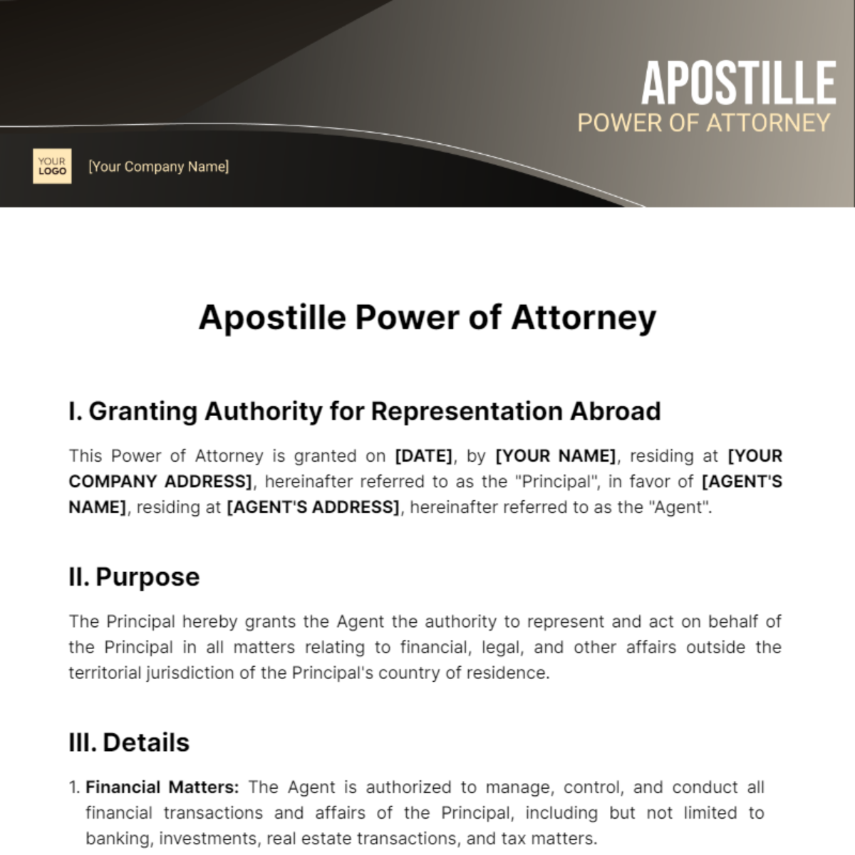 Apostille Power of Attorney Template