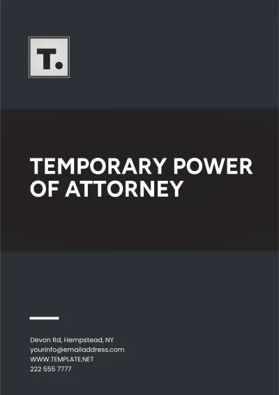 Free Temporary Power of Attorney Template to Edit Online