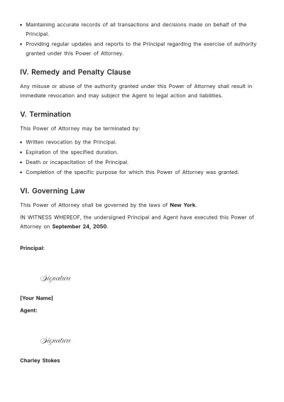Free Temporary Power of Attorney Template to Edit Online