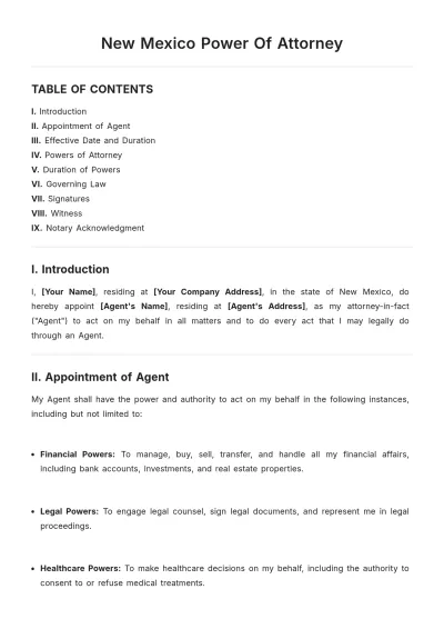 Free New Mexico Power of Attorney Template to Edit Online