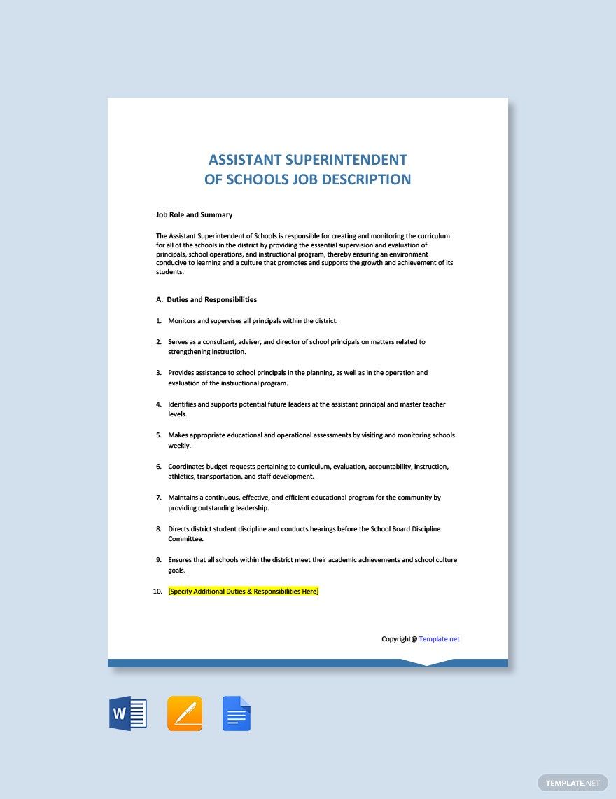 Assistant Superintendent Word Templates - Design, Free, Download ...