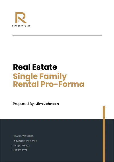 Free Real Estate Single Family Rental Pro-Forma Template to Edit Online