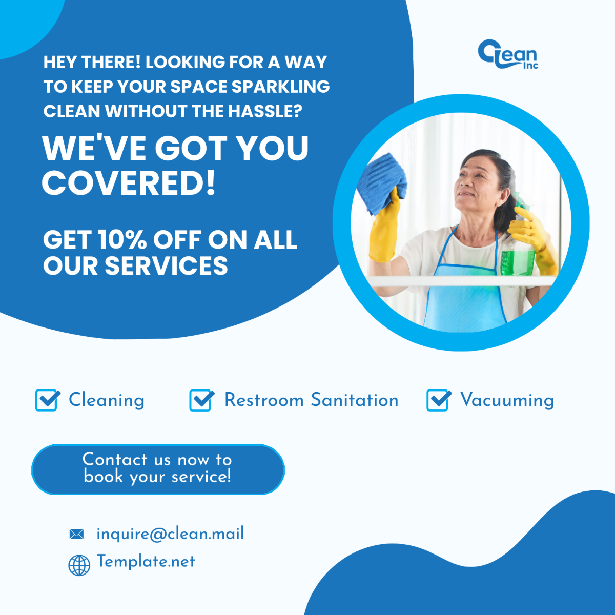 Free Cleaning Services WhatsApp Post Template