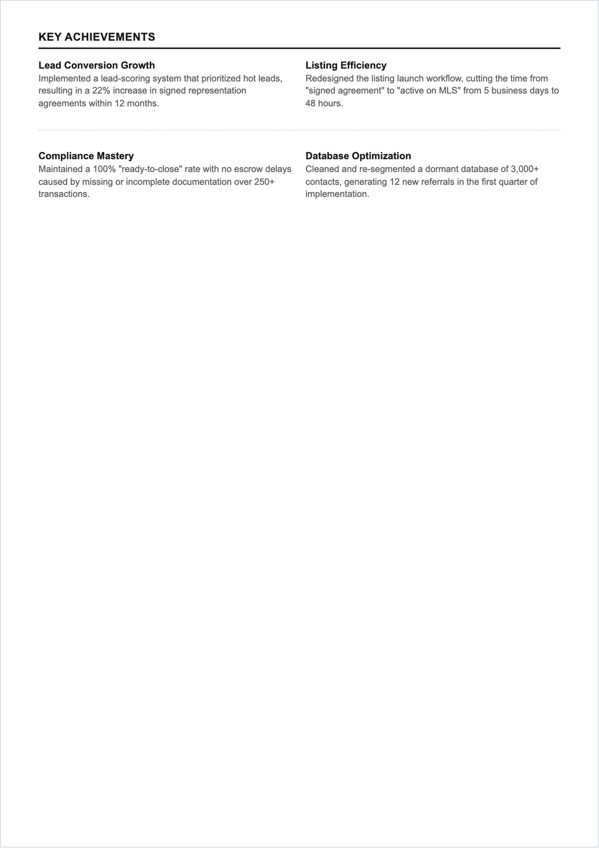Free Real Estate Personal Assistant ATS Resume Template