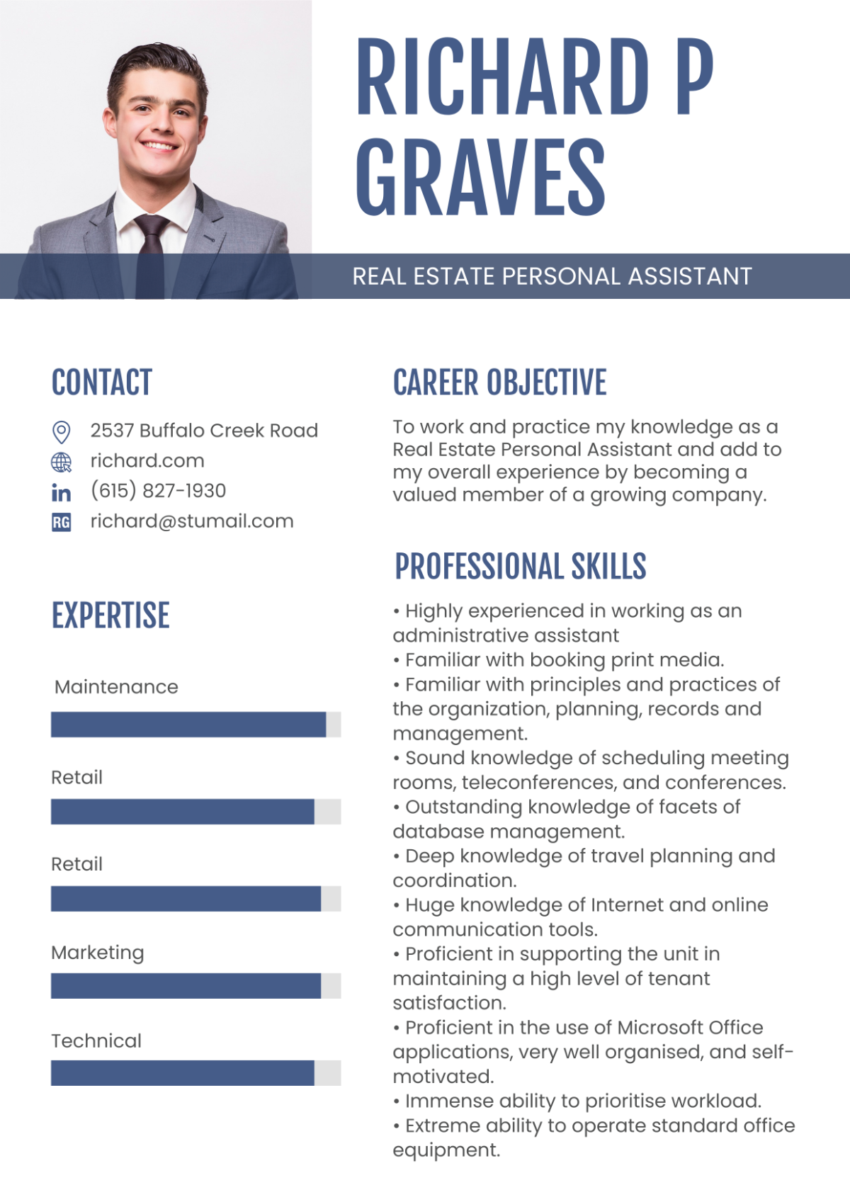Real Estate Personal Assistant Resume
