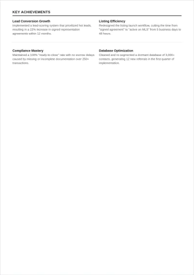 Free Real Estate Personal Assistant ATS Resume Template