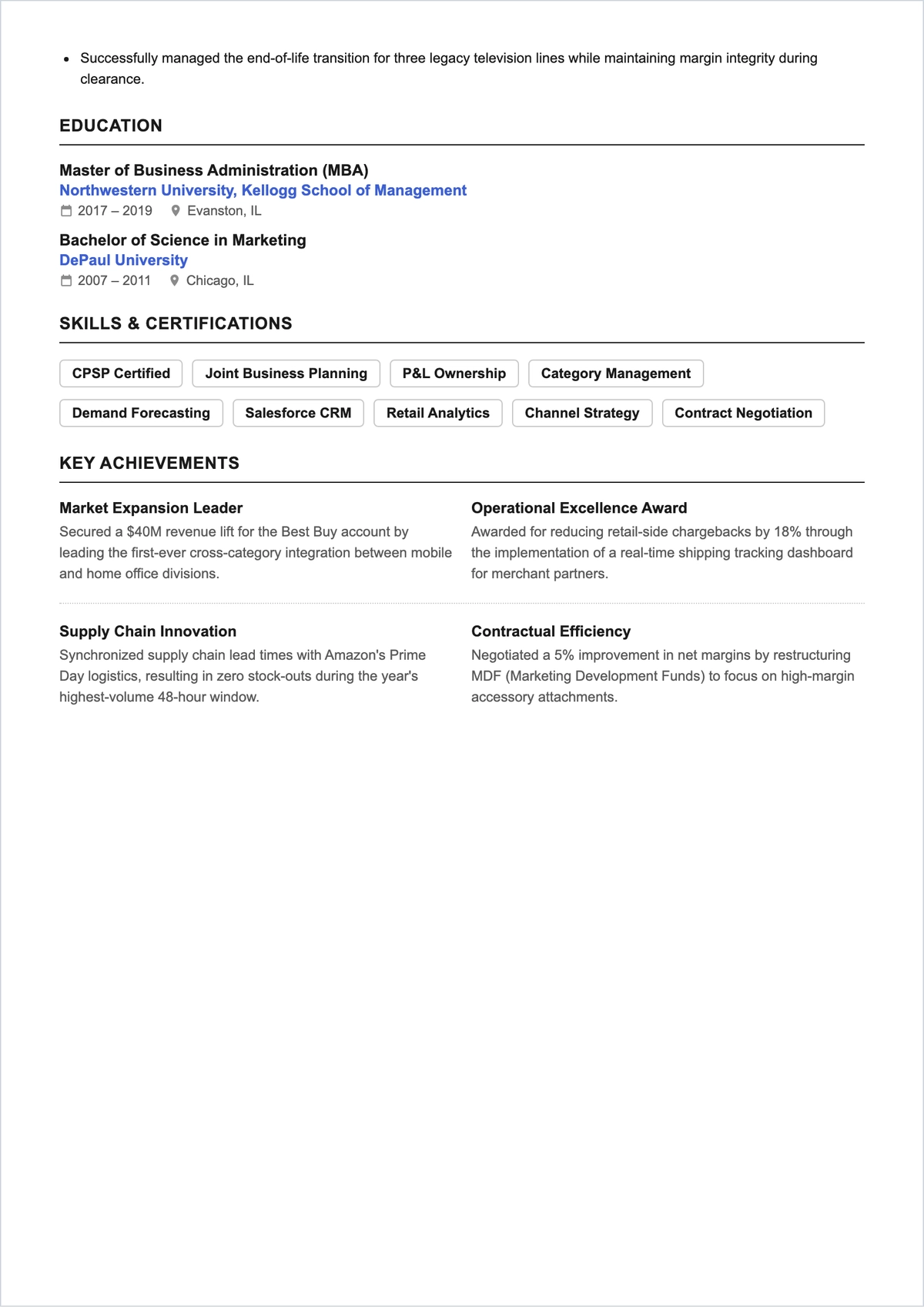Free National Key Account Manager ATS Resume Template