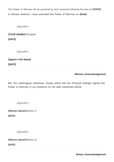 Free Power of Attorney For Dementia Patient Template to Edit Online