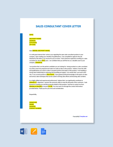 cover letter examples for sales consultant